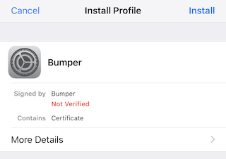 Example of install profile on iOS device